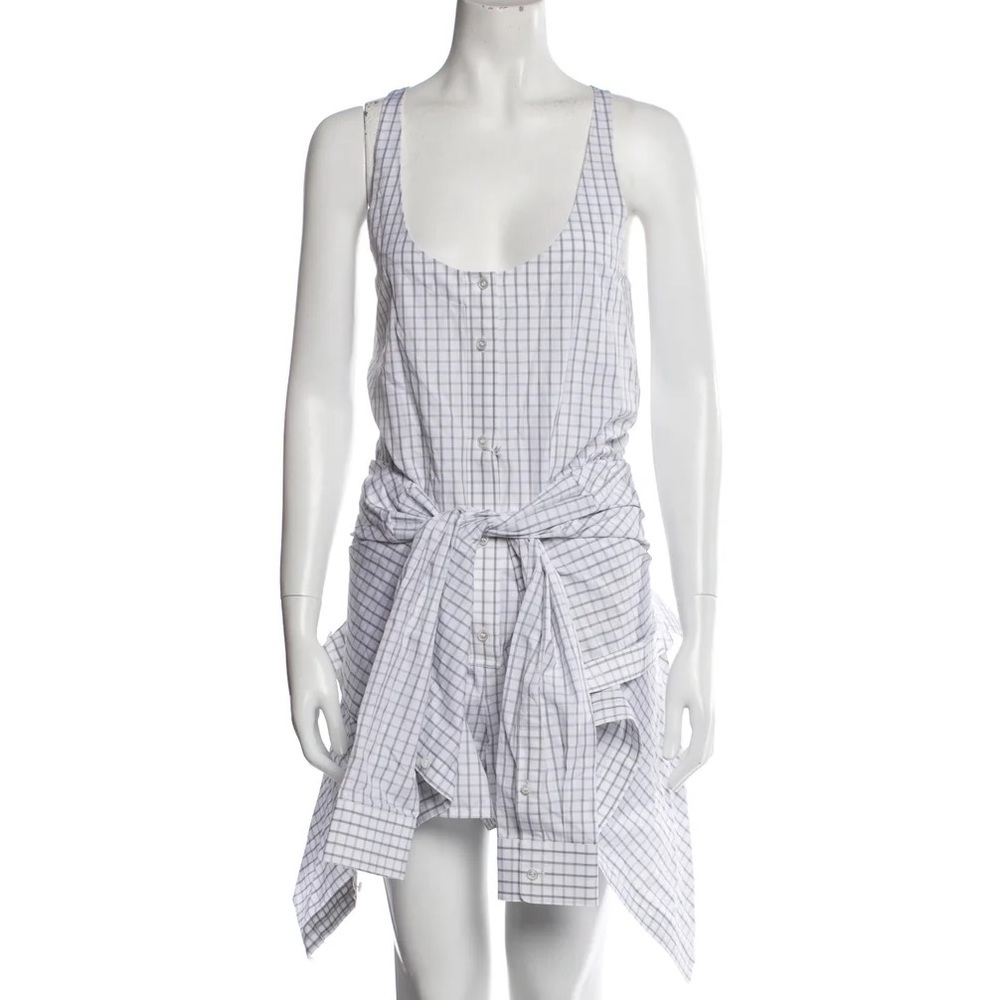 ALEXANDER WANG Plaid Print Scoop Neck Poplin Tie-Waist Romper w/Tags Sz US 6 - Picture 3 of 11